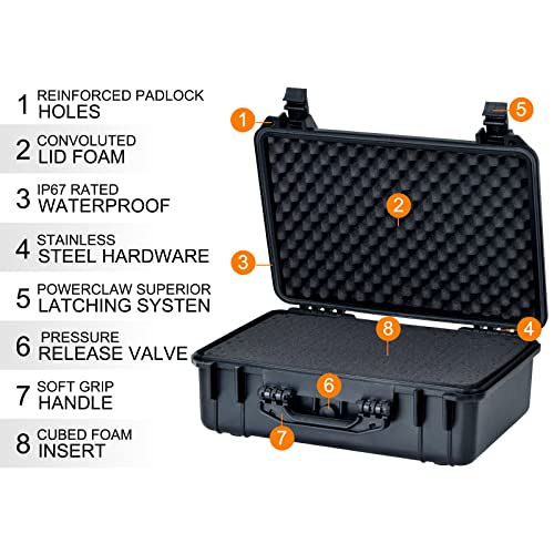 MEIJIA All Weather Portable IP67 Waterproof Protective Case, Hard Camera Case with customizable foam, Perfectly Protection of Camera, Drones,Pistols,Lens,Equipments,Black,18.5 x14.06x6.93inches - color: Black