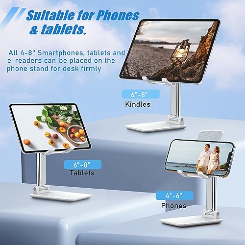 Phone Stand for Desk, Cell Phone Holder Cute Smart Cellphone Stand Foldable Stands Compatible with Under 8" Devices, Office Accessories, Pink - color: E-Green