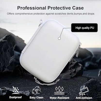 RAIALL Carrying Case for Canon PowerShot ELPH 360 HS A/IXY 650/ Canon IXUS 285 HS/Sony DSCW830/ CAMKORY/VAHOIALD Digital Camera, Vlogging Camera Travel Bag, Mesh Pocket for Batteries, White - color: White
