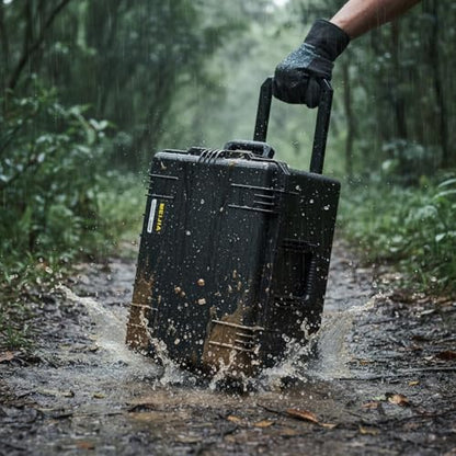 MEIJIA Premium Waterproof Rolling Hard Camera Case,Hard Protective Case with customizable fit foam and wheels,Full Protection with Light&Convenient Design,Elegant Black (24.6"X19.7"X14.4") - size: 24.6"X19.7"X14.4"