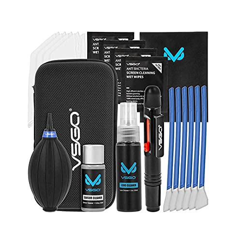VSGO All-in-One Camera Cleaning Kit for APS-C Sensor Cameras (16mm) Compatible with Canon, Nikon, Sony, Pentax & DSLR, Includes CMOS Swabs, Lens Pen, Air Blower & More (DKL-20)