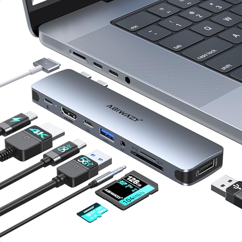 USB C Adapter HDMI Multiport Hub for MacBook Pro/Air M1-M3, 13"-16", 2018-2024: 3 USB A 3.0, SD TF Card Reader, Audio - color: Grey