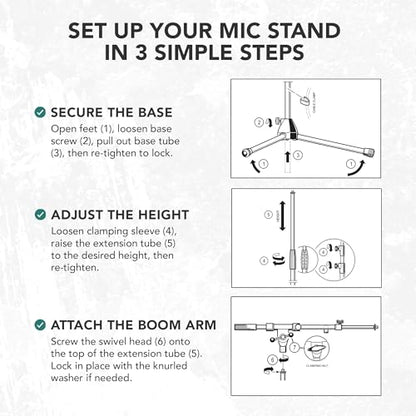 K&M König & Meyer 21090.500.02 Tripod Microphone Stand | Adjustable Telescoping 2-Piece Boom Arm | Professional Grade | Heavy Duty with Folding Leg Base | German Made Chrome - color: Chrome, style: Tall (35"-63")