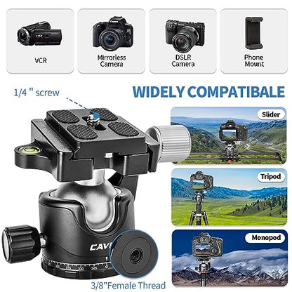 Ball Head Mount, CAVIX 36mm Ball Head Camera Tripod Head with 1/4“ Arca Swiss Quick Release Plate for Tripod, Monopod, DSLR, Camera,Load 33lb/15kg - size: Ball Dia. 36mm