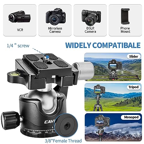 Ball Head Mount, CAVIX 36mm Ball Head Camera Tripod Head with 1/4“ Arca Swiss Quick Release Plate for Tripod, Monopod, DSLR, Camera,Load 33lb/15kg - size: Ball Dia. 36mm