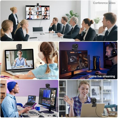 4K Webcam for PC, PDAF Streaming Camera with Dual Noise-reducing Mics, Fast Auto Focus, Auto Light Correction, 5x Zoom, 8MP USB Webcam with Privacy Cover, Plug and Play, for Switch 2/ Zoom/Teams/Meet - style: 4K Webcam with Dual Mics