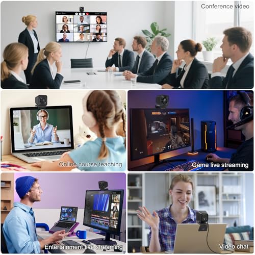 4K Webcam for PC, PDAF Streaming Camera with Dual Noise-reducing Mics, Fast Auto Focus, Auto Light Correction, 5x Zoom, 8MP USB Webcam with Privacy Cover, Plug and Play, for Switch 2/ Zoom/Teams/Meet - style: 4K Webcam with Dual Mics