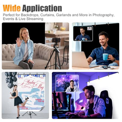 5x8ft Black & White Photo Backdrop with Stand, 2-in-1 Revisible Black White Background Screen with Portable T-Shape Stand,Carry Bag and 5 Clamps for Photography Video Meeting Streaming