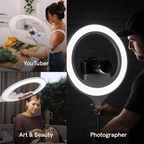 Lume Cube Ring Light Pro | Wireless Professional Lighting for Photography, Streaming, Video | Adjustable Color and Brightness | Includes Sturdy, Portable Tripod Mount and Padded Carrying Case - color: White