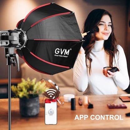 GVM 80W Video Light, Studio Lights for Photography, Softbox Lighting Kit with Bowens Mount, CRI97+ 5600K Colour Temperature , 22in Softbox, Tripod Stand, YouTube, Video, Wedding - size: P80S 80W