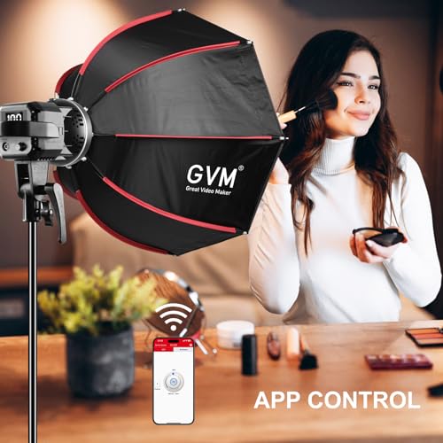 GVM 80W Video Light, Studio Lights for Photography, Softbox Lighting Kit with Bowens Mount, CRI97+ 5600K Colour Temperature , 22in Softbox, Tripod Stand, YouTube, Video, Wedding - size: P80S 80W
