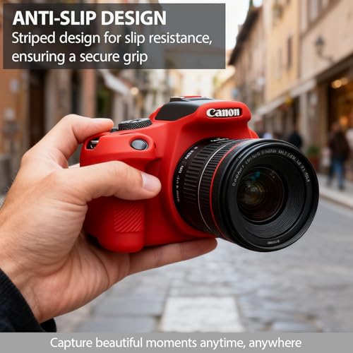 Case for Canon EOS Rebel T7 Rebel T6 Camera, Soft Silicone Rubber Protective Camera Case Cover Accessories, Lightweight, Anti-Scratch with Button Marking for EOS Rebel T7 T6 (Red) - color: Red
