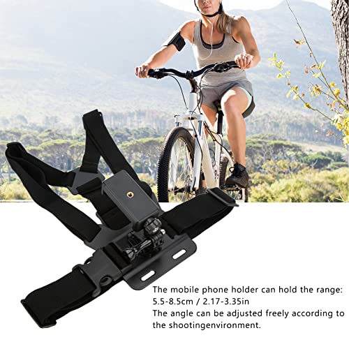 Qiilu Chest Harness Phone, Mobile Phone Chest Mount Adjustable Cellphone Selfie Chest Mount Harness Strap Holder with Cell Phone Clip Holder Compatible with Most Smartphones