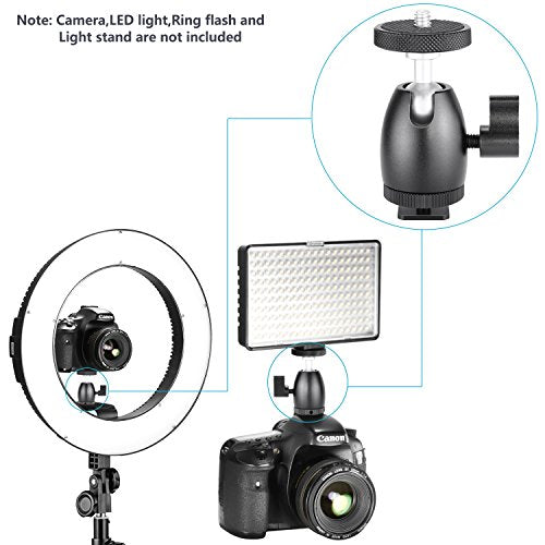 Neewer Mini Tripod Ball Head Mount, 1/4 inch Screw with Phone holder, Lock and Hot Shoe Mount Adapter Compatible with Compact DSLR Camera, LED Light,Ring Light,Load Up to 4.4 pounds/2 kilograms