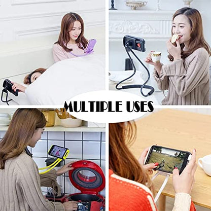 Chapter Seven Universal Smart Mobile Phone Stand,Hanging on Neck Cell Phone Mount Holder, Flexible Lazy Bracket DIY Free Rotating for Multiple Functions (Black) (Pink) - color: Pink
