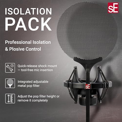 sE Electronics Isolation Pack with Integrated Metal Microphone Pop Filter & Microphone Shock Mount - Compatible with sE X1 Series or sE2200 Series Mics