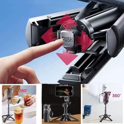 Magnetic Phone Tripod Stand, Portable Mini Selfie Stick for iPhone 16/15/14/13/12 & MagSafe, Aluminum Angle-Adjustable Foldable Strong Magnet Phone Holder, Travel Essentials, Included Metal Ring - color: Iron Black