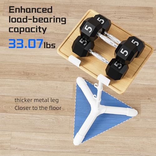 ETHU Laptop Floor Stand Adjustable Height, One-Hand Adjustment Projector Stand Tripod with Safety Lock, Heavy Duty Laptop Stand for Home Office Studio - color: Oak & White