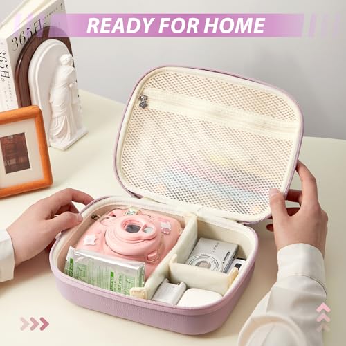 Hard Storage Case Compatible with Fujifilm Instax Mini 12/11/90/SQ1/SQ40/EVO Instant Camera, Holds Fuji Film & Accessories with 3 Dividers,Ideal for Home & Travel (Purple) - color: Purple