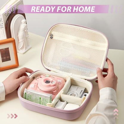 Hard Storage Case Compatible with Fujifilm Instax Mini 12/11/90/SQ1/SQ40/EVO Instant Camera, Holds Fuji Film & Accessories with 3 Dividers,Ideal for Home & Travel (Purple) - color: Purple