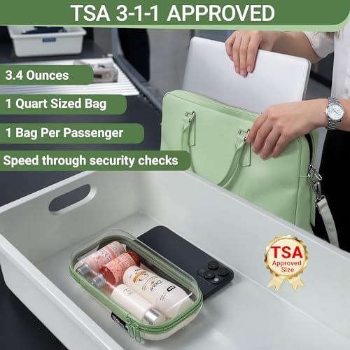 YQBRAO 4-Pack Clear Hard Shell Zipper Case, 1.2mm Ultra-Thick Diaper Bag Organizer Pouches, Rigid Self-Standing Travel Makeup Bags with YKK Zippers, TSA Approved, Green - color: Green, size: 4 Pack(S)