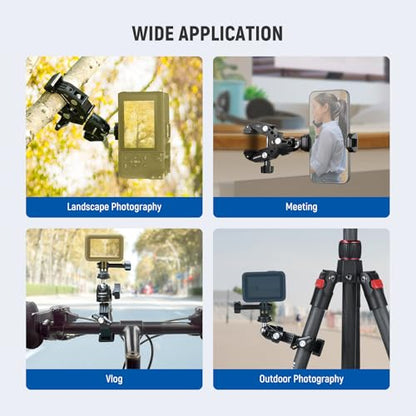 NEEWER ST87 Super Clamp Camera Mount with 360° Ball Head, Phone Holder, Cold Shoe, Action Camera Adapter for Bike Handlebar Pole Desk, Compatible with DJI Osmo Pocket 4 3 Xtra Muse GoPro Hero iPhone