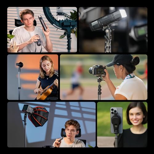 SMALLRIG 74.8"/ 6.23 ft Adjustable Light Stand Photography, Max Load 8.8 lb, Compact Lighting Tripod Stand for Softbox, Flashlights, Ring Light, LED Video Lights, COB Light, Folded Size 16.5" - 5475