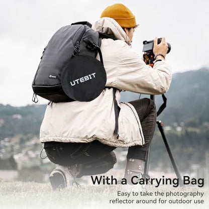 UTEBIT 24"/60cm Reflector Photography with Stand, Include Light Clamp & Bag | 5-in-1 Collapsible Photography Reflector Translucent/Silver/Gold/White/Black with 3/8" Thread for Studio Outdoor Lighting - size: 24 inch