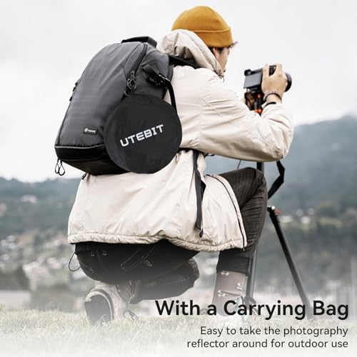 UTEBIT 24"/60cm Reflector Photography with Stand, Include Light Clamp & Bag | 5-in-1 Collapsible Photography Reflector Translucent/Silver/Gold/White/Black with 3/8" Thread for Studio Outdoor Lighting - size: 24 inch