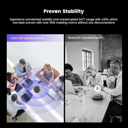 Nearity A20Sx4 Conference Speaker and Microphone, USB Speakerphone w/8 Mics, 16ft Voice Pickup, AI 2.0 Noise Cancelling, USB Speakermic with Daisy Chain, Works with Microsoft/Teams/Google Meet - color: US-A20S-4PACK