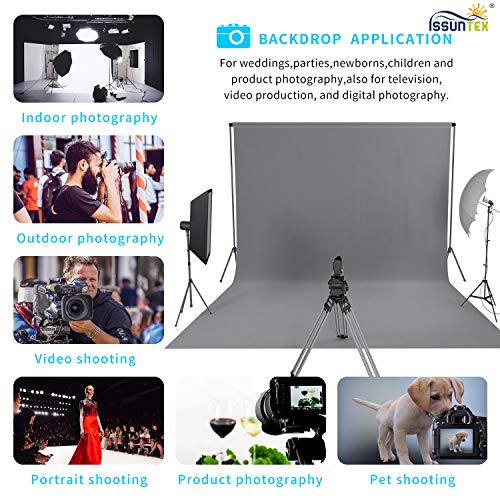 ISSUNTEX 10X24 ft Background Muslin Backdrop, Photo Studio, Collapsible High Density Screen for Video Photography and Television-Gray - color: Gray, size: 10X24 ft