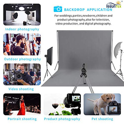 ISSUNTEX 10X24 ft Background Muslin Backdrop, Photo Studio, Collapsible High Density Screen for Video Photography and Television-Gray - color: Gray, size: 10X24 ft