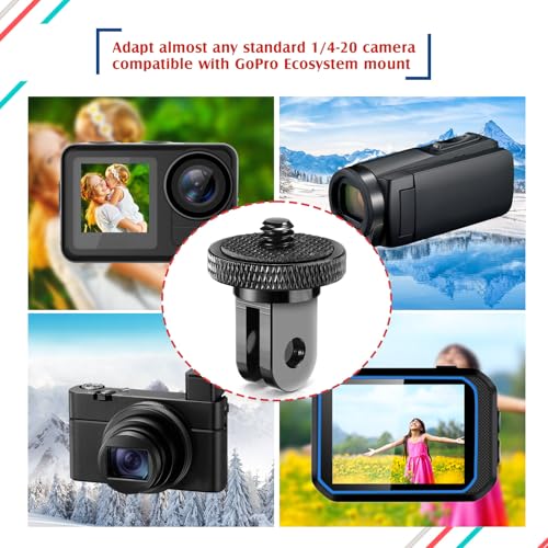Frienda 4 Pieces Aluminum Camera Tripod Mount Adapter 1/4-20 Conversion Adapter for Tripod Compatible with GoPro Action Cameras and Other Standard 1/4 Accessories(Black) - color: Black