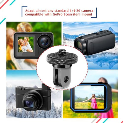 Frienda 4 Pieces Aluminum Camera Tripod Mount Adapter 1/4-20 Conversion Adapter for Tripod Compatible with GoPro Action Cameras and Other Standard 1/4 Accessories(Black) - color: Black