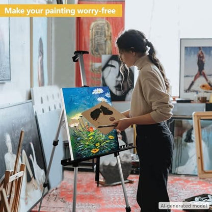 RRFTOK Silver 2 Pack 17-66 Inch Art Easel Stand for Painting and Sign | Two portable aluminum tripod easels for display stand, canvas holder, adults, floor, sign and poster stand use - style: 66S 2pack