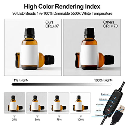 PULUZ 10x10 Photo Light Box, Product Photography Studio CRI95+ 104PCS LED | 10 inch Folding Portable Mini lightbox, Adjustable Brightness, 12 Backgrounds for Watches, Jewelry, Crafts and Small Items - size: 10 Inch