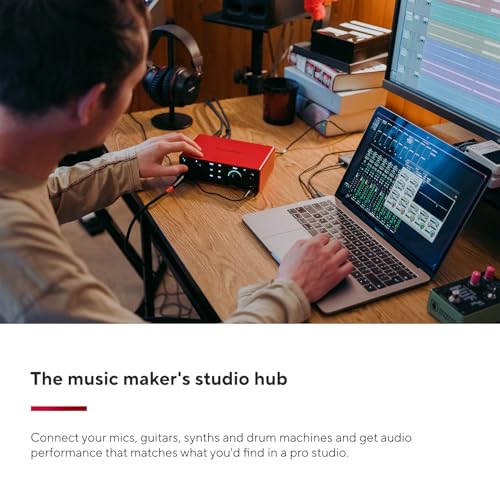 Focusrite Scarlett 4i4 4th Gen USB Audio Interface, for Musicians, Songwriters, Guitarists, Content Creators — High-Fidelity, Studio Quality Recording, and All the Software You Need to Record | 4-In/4-Out USB-C Audio Interface, 2 Ultra-Low-Noise Mic and H