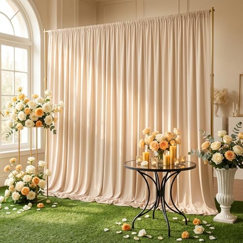 Champagne Backdrop Curtain - 10x10FT Back Drop Curtains for Parties Wrinkle-Free Soft Polyester Backdrop Wedding Decorations Photoground Backdrop Stain-Resistant for Back Drop Stand, 2 Panels - color: Champagne, size: 10 ft x 10 ft(2 panels)