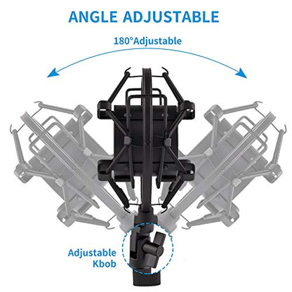 Microphone Shock Mount, Mic Anti-Vibration Suspension Shock Mount Holder Clip for 44mm-49mm Diameter Condenser Mic like MXL V67G V67i V69M V87 550 Studio 24 V76T Babybottle SL