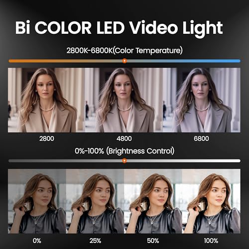 Walking Way 100W Led Video Camera Light Kit, 2800K-6800K Bi-Color Continuous Output Lighting for Photography, Cob Camera Lights with LED Screen 3 Powering, for Film Making, Photography Studio, White - color: White