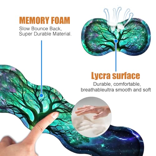 4 in 1 Ergonomic Keyboard Wrist Rest & Mouse Pad Wrist Rest Set, Large XXL Gaming Desk Mat 31.5"x 11.8" with Non-Slip Base, Memory Foam for Home Office Study Gaming, Tree of Life - color: Tree of Life