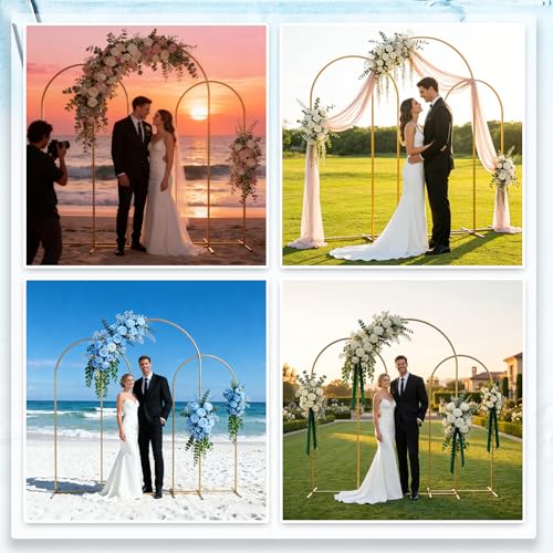 Metal Arch Backdrop Stand 7.2FT+6.6FT+6FT: Wedding Arch Frame for Ceremony Balloon Arch Stand for Birthday Anniversary Wedding Party Baby Shower