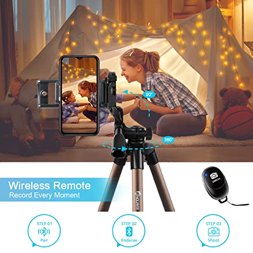 Endurax 60'' Tripod for Camera Canon Nikon DSLR, Camera Phone Tripod with Universal Holder, Carry Bag, Max. Load 6.6 lbs - style: With Quick Release Plate-Bronze