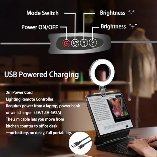 6" Ring Light Video Conference Kit, 5-Color 10-Brightness Clip-On Light with Stable Ring-Light Clamp & 5" Tripod, Desk/Zoom/TikTok, Makeup Light, Selfie Light - size: 6 inch