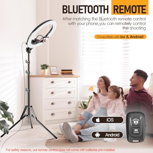 EMART 18-inch Ring Light with Stand, 2800-6500K LED Photography Lighting Kit with Phone Holder, Selfie Light for Vlog Live Streaming Video Makeup Tattoo Barber Studio