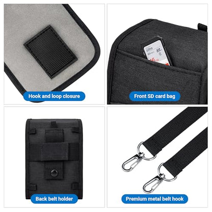 Compact Camera Case for Fuji X100VI X100V X-T30 II +13-33mm Lens Lumix L10 | Shoulder strap, Soft lining, for Sony A6400 A6100 +16-50mm, Nikon Z30 III+16-50mm Lens, Fits camera+lens ≤5.9x3.5x3.5". - color: Compact Camera Case Black
