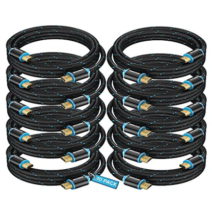 Maximm Hdmi Cable 4K 10 Ft, 10 Pack, Braided, 18Gbps, Hdmi 2.0, Gold-Plated - color: 10 Pack, size: 10 Feet