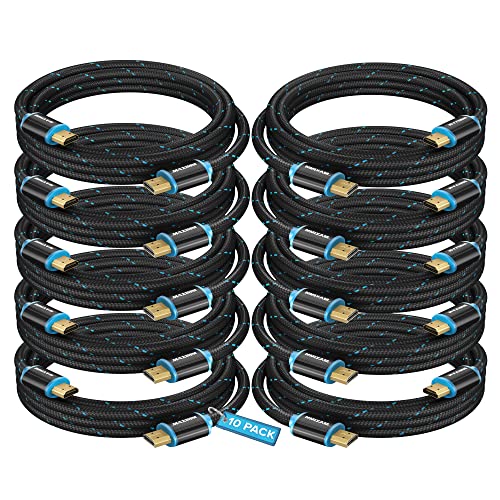 Maximm Hdmi Cable 4K 10 Ft, 10 Pack, Braided, 18Gbps, Hdmi 2.0, Gold-Plated - color: 10 Pack, size: 10 Feet