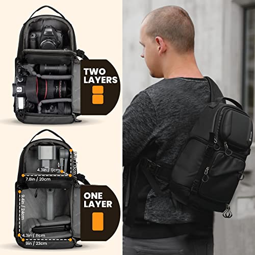 TARION Camera Sling Bag Backpack - DSLR Sling Camera Bag for Photographers | Cross body Sling Bag with Raincover Tripod Holder Photography Compact Slingpack Black TR-S - color: Sling Bag Black, size: Large
