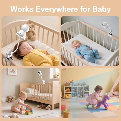 Baby Monitor Mount - Universal Adjustable Monitor Flex Stand for Hello Baby, Nanit Pro, Infant Optics, VTech & Most Baby Monitors - Detachable Arm Camera Clip Mount with Cute Stickers for Crib - size: Monitor Mount Only